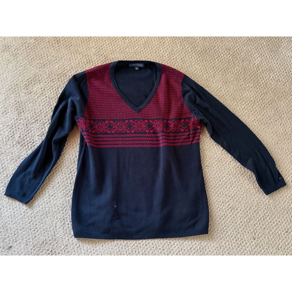 Tommy Hilfiger Fair Isle Inspired Winter Classic Ski Snowflake Cotton Sweater
